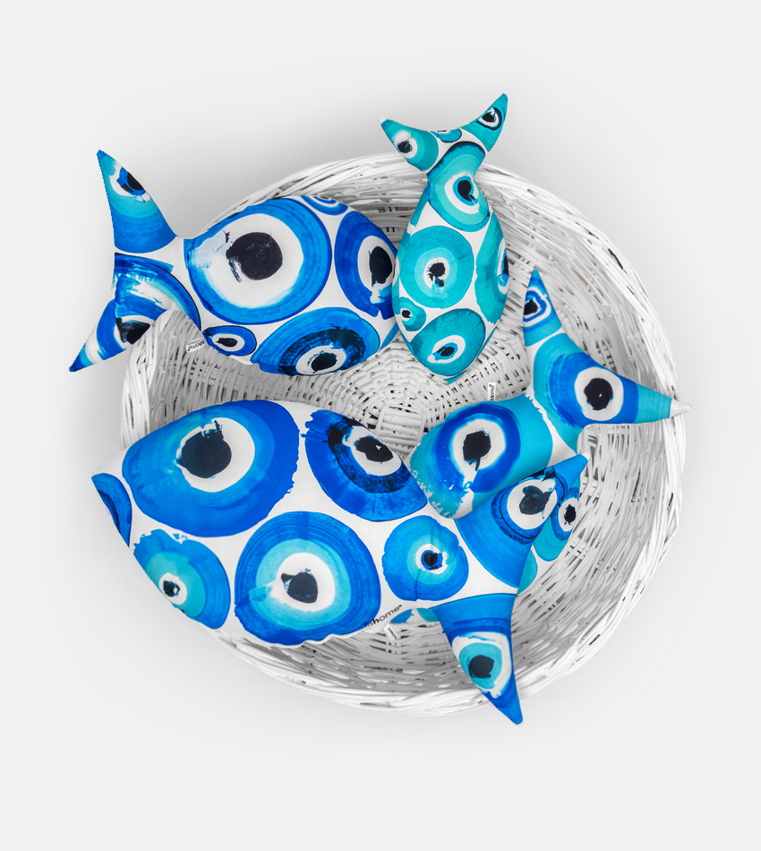 Aqua mati mix print fish pillows